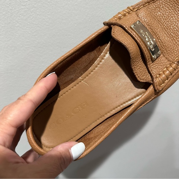 Coach Fredica Pebble Leather Loafers Cognac Size 6B - Picture 4 of 13